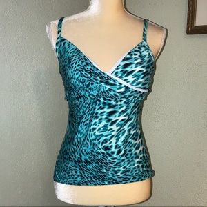 Dana Buchman Animal Print Turquoise Tankini Top 8